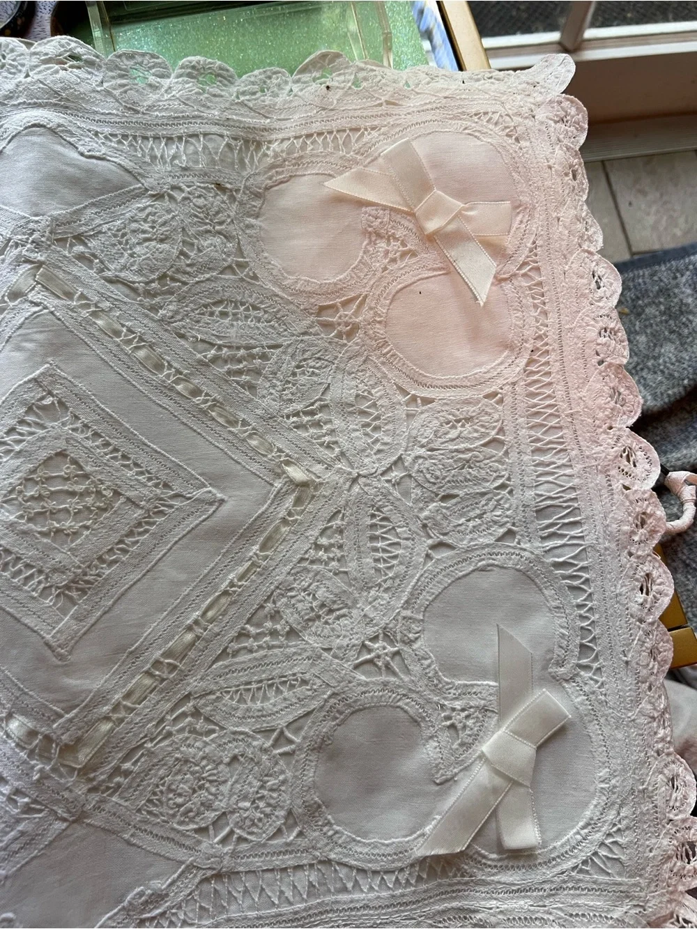 Handmade White Embroidered Lace Lingerie bag new w/tag!